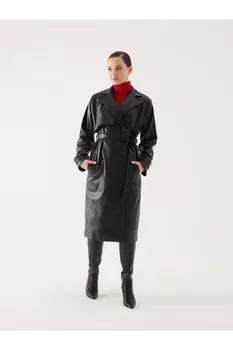 Кожаный тренч с черной деталью на спине Juste Studio, черный