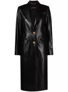 Кожаный тренч VERSACE, черный