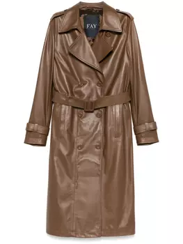 Кожаный тренчкот Fay, коричневый