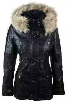 Кожаный тренчкот средней длины с капюшоном TruClothing, черный