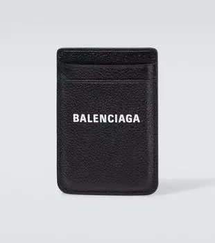 Кожаный визитница для телефона cash Balenciaga, черный
