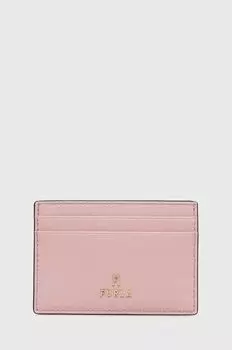Кожаный визитница Furla, розовый