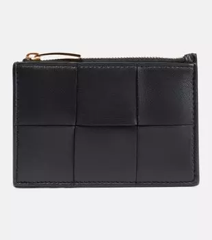 Кожаный визитница intreccio Bottega Veneta, черный