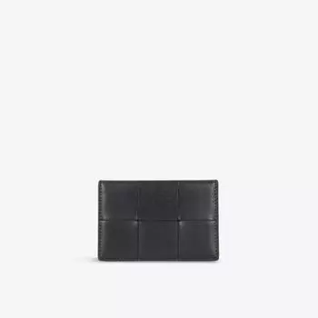 Кожаный визитница Intreccio Urban Bottega Veneta, черный