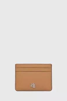 Кожаный визитница Lauren Ralph Lauren, бежевый