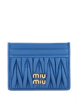 Кожаный визитница Miu Miu с узором «матлассе», синий