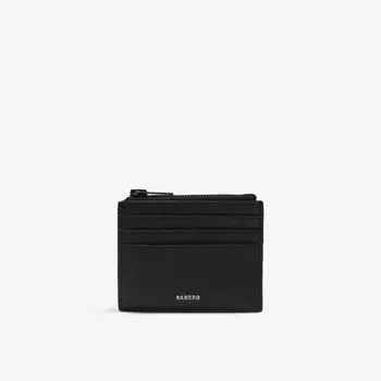 Кожаный визитница на молнии с тиснением логотипа Sandro, цвет noir / gris