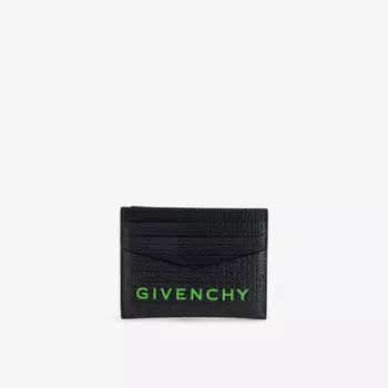Кожаный визитница с логотипом G-Essentials Givenchy, черный