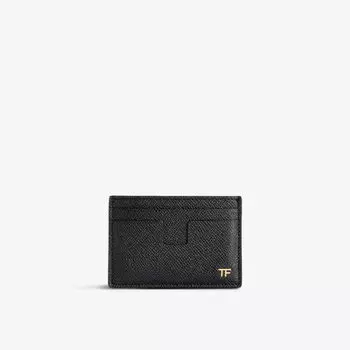 Кожаный визитница с тиснением логотипа Tom Ford, черный