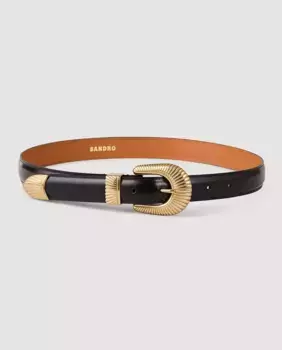 Кожаный женский ремень Sandro, черный