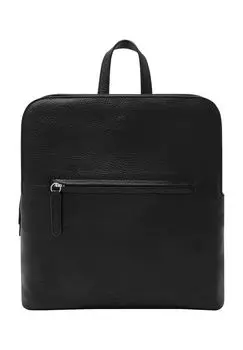 Кожаный женский рюкзак на молнии L.CREDI, черный