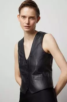 Кожаный жилет Answear Lab, черный