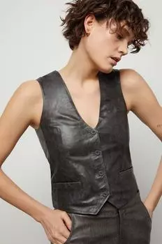 Кожаный жилет Answear Lab, серый
