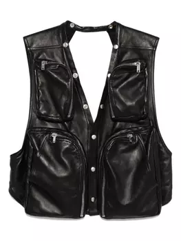 Кожаный жилет Rick Owens, черный