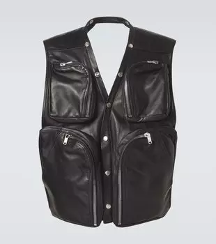 Кожаный жилет Rick Owens, черный