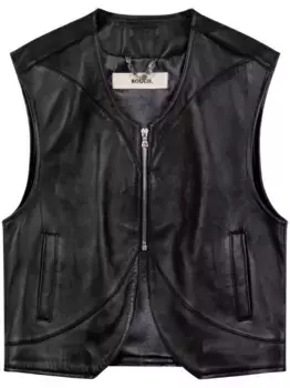 Кожаный жилет ROUGH., черный
