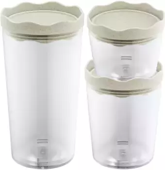 KOZIOL Контейнер для хранения продуктов "КНЯЗЬ ОСЛО", (набор, 3 шт., набор 3), можно мыть в посудомоечной машине + микроволновая печь, без меламина, разм. С, М, Л 11х22х22 см, цвет nature desert sand