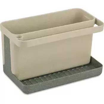 КОЗИОЛ полка для посуды «PARK IT», (2 шт.), биоциркулярный материал, без меламина, для мытья посуды щеточка, губка + жидкость для мытья посуды Koziol, цвет nature ash grey/nature dessert sand