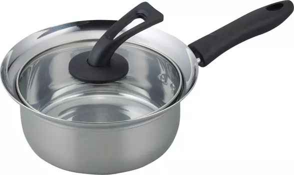 KR-7862 Кастрюля с одной ручкой, вареная пища, подъем кобо, 6,3 дюйма (16 см), защита от пролития жидкости, совместима с индукционной индукцией, стеклянная крышка на подставке WAHEI FREIZ