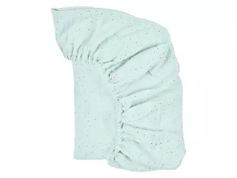 KraftKids обтянула лист муслина золотыми точками на зеленом фоне. ф. матрас 90 х 200 см.