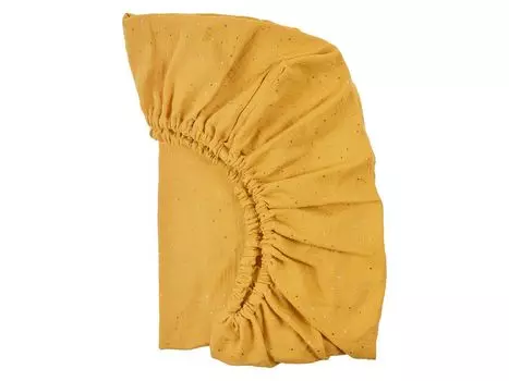 KraftKids обтянула лист муслина золотыми точками в тон желтого цвета. ф. матрас 90 х 200 см.