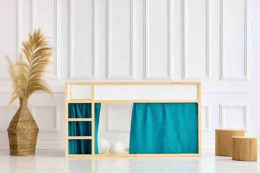 KraftKids полога-чердака муслиновый в золотой горошек на бирюзовыйе муслиновый в золотой горошек на бирюзовыйе два передних шарфа