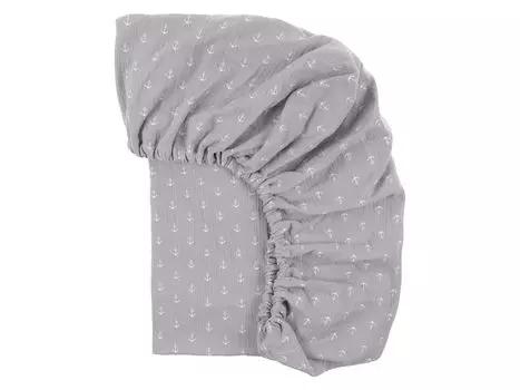 KraftKids приталенный лист муслина серого цвета с якорем. ф. матрас 120 х 60 см.
