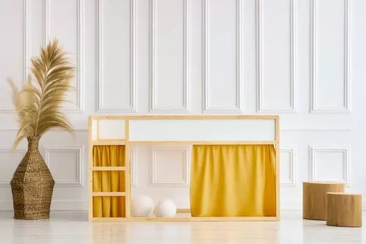 KraftKids занавески для кровати-чердака, двойной креп-желтый горчичный двойной креп-желтый горчичный шарф с двумя передними шарфами