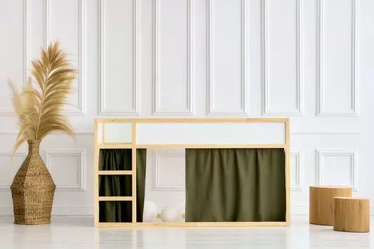 KraftKids занавески для кровати-чердака, двойной креп-зеленый, осенне-зеленый, двойной креп-зеленый, осенне-зеленый, два передних шарфа + боковой шарф