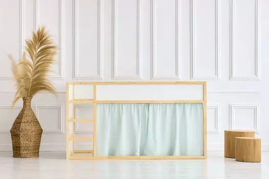 KraftKids занавески для кровати-чердака, муслин, мятные одуванчики, муслин, мятные одуванчики, два передних шарфа + боковой шарф, бирюзовый