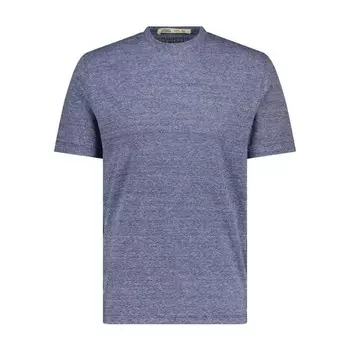 Крапчатая футболка из синей смеси льна и шерсти. Maurizio Baldassari, черный