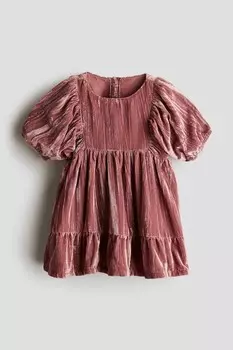 Крашеное бархатное платье H&M, розовый
