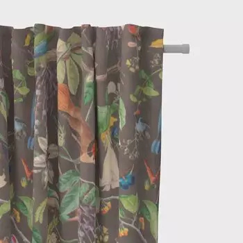 КРАСИВАЯ ЖИЗНЬ. Бархатные шторы с тропическими птицами и растениями, коричневые, разноцветные, 245 см, с подвесными люверсами Schner-Leben, коричневый
