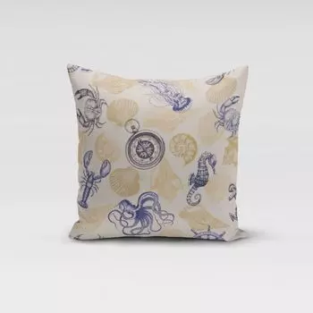 КРАСИВАЯ ЖИЗНЬ. Чехол для подушки для улицы, ракушки морского краба, натуральный размер, размер 70x70 см (ВxШ) 70x70 см (ВxШ) Schner-Leben