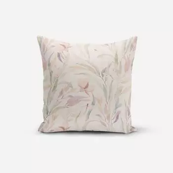 КРАСИВАЯ ЖИЗНЬ. Чехол на подушку акварельные листья цветы бабочка наш размер 70х70см (ВхШ) 70х70см (ВхШ) размер Schner-Leben