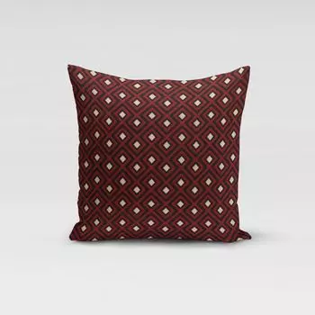 КРАСИВАЯ ЖИЗНЬ. Чехол на подушку Арт-деко с бриллиантами в стиле ретро, красное, черное золото, размер 80x80см (ВxШ) Размер 80x80см (ВxШ) Schner-Leben