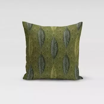 КРАСИВАЯ ЖИЗНЬ. Чехол на подушку Арт Деко листья веера зеленый кремовый размер 80х80см (ВхШ) размер 80х80см (ВхШ) Schner-Leben