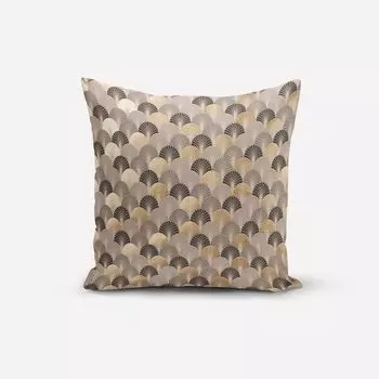 КРАСИВАЯ ЖИЗНЬ. Чехол на подушку Арт Деко веерный лист натуральное черное золото размер 80х80см (ВхШ) размер 80х80см (ВхШ) Schner-Leben