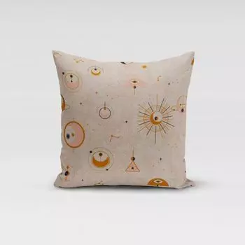 КРАСИВАЯ ЖИЗНЬ. Чехол на подушку Астрономия Солнце Планеты натуральная золотая паста размер 60х60см (ВхШ) размер 60х60см (ВхШ) Schner-Leben