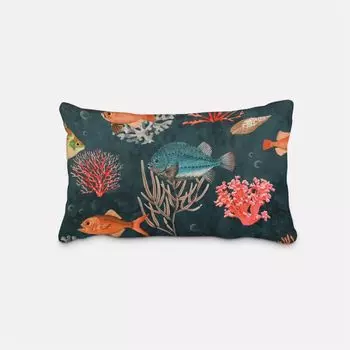 КРАСИВАЯ ЖИЗНЬ. Чехол на подушку бархатные рыбки кораллы цвета морской волны размер 60х80см (ВхШ) размер 60х80см (ВхШ) Schner-Leben