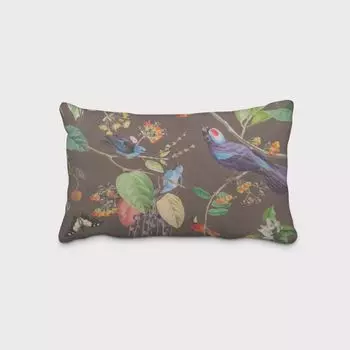 КРАСИВАЯ ЖИЗНЬ. Чехол на подушку бархатный, тропические птицы, растения, коричневый, разноцветный, размер 60х80см (ВхШ), размер 60х80см (ВхШ) Schner-Leben