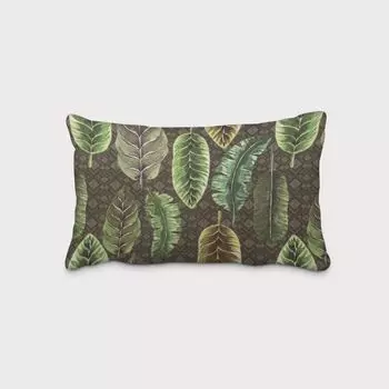 КРАСИВАЯ ЖИЗНЬ. Чехол на подушку бархатный, тропические листья, зеленый, коричневый, кремовый, размер 60х80см (ВхШ), размер 60х80см (ВхШ) Schner-Leben