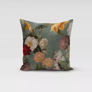 КРАСИВАЯ ЖИЗНЬ. Чехол на подушку бархатный винтажные розы цветы мятный размер 40х40см (ВхШ) размер 40х40см (ВхШ) Schner-Leben
