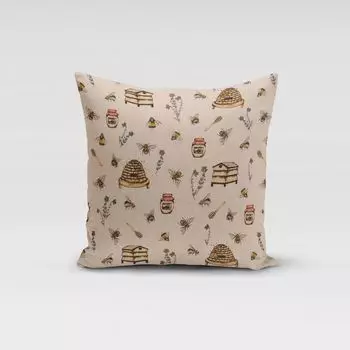 КРАСИВАЯ ЖИЗНЬ. Чехол на подушку Bee Honey Buzzing Honey Корзинка для пчел натуральный размер 80х80см (ВхШ) Размер 80х80см (ВхШ) Schner-Leben