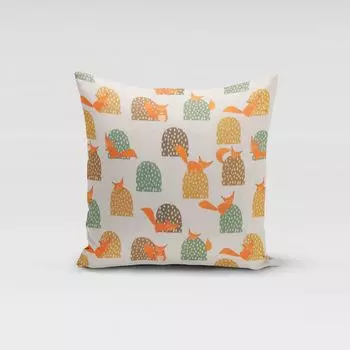 КРАСИВАЯ ЖИЗНЬ. Чехол на подушку Беличья горка мятно-коричневый охра оранжевый размер 80х80см (ВхШ) размер 80х80см (ВхШ) Schner-Leben