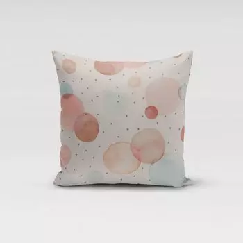 КРАСИВАЯ ЖИЗНЬ. Чехол на подушку белый с кругами акварельный горошек пастель размер 70х70см (ВхШ) размер 70х70см (ВхШ) Schner-Leben