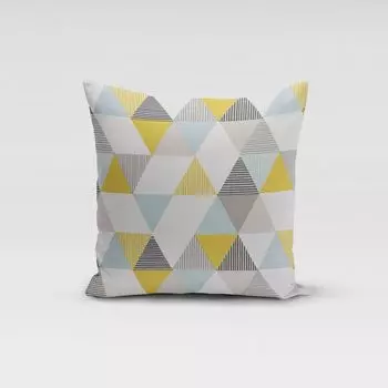 КРАСИВАЯ ЖИЗНЬ. Чехол на подушку Brio треугольники минеральный мятно-зеленый серый размер 70х70см (ВхШ) размер 70х70см (ВхШ) Schner-Leben