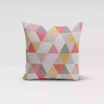 КРАСИВАЯ ЖИЗНЬ. Чехол на подушку Brio треугольники коралловый розовый горчичный серый размер 80х80см (ВхШ) размер 80х80см (ВхШ) Schner-Leben