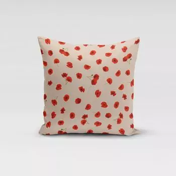 КРАСИВАЯ ЖИЗНЬ. Чехол на подушку Цветок мака Цветы мака натуральный красный размер 70х70см (ВхШ) 70х70см (ВхШ) размер Schner-Leben