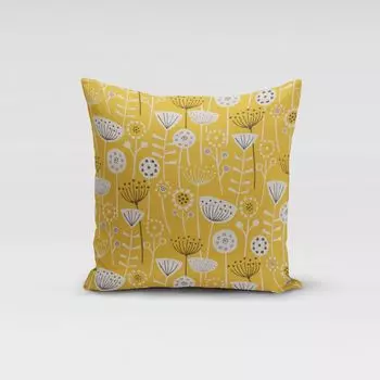 КРАСИВАЯ ЖИЗНЬ. Чехол на подушку Цветы Фрайетта абстрактная охра желтая размер 80х80см (ВхШ) размер 80х80см (ВхШ) Schner-Leben